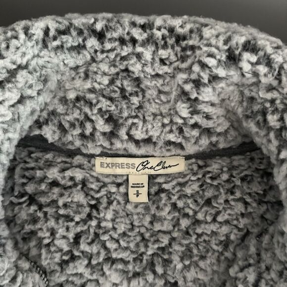 Express One Eleven Oversized Sherpa 1/4 Zip Sweatshirt Size S - Picture 8 of 11